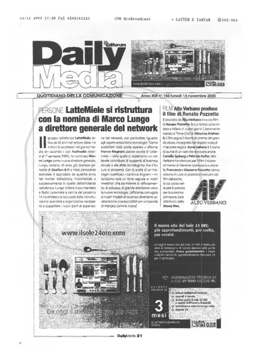 Daily Media del 14 novembre 2005, prima pagina