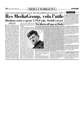 ItaliaOggi del 12 novembre 2005, pagina 20