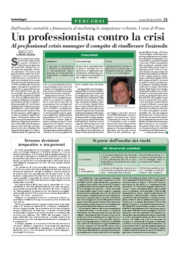 ItaliaOggi Sette del 30 aprile 2012: Un professionista contro la crisi