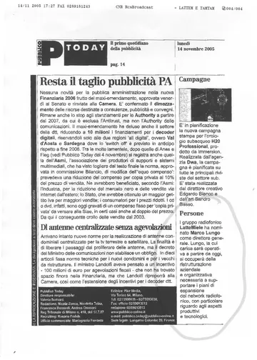 Pubblico Today del 14 novembre 2005, pagina 14